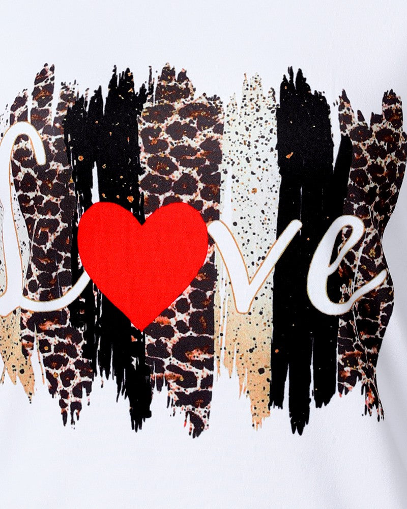 T-shirts basiques à col rond de grande taille à imprimé léopard