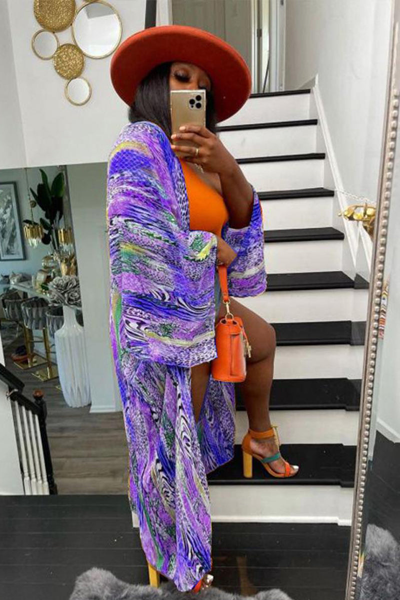 [Pré-vente] Cardigan Kimono Imprimé Décontracté Grande Taille