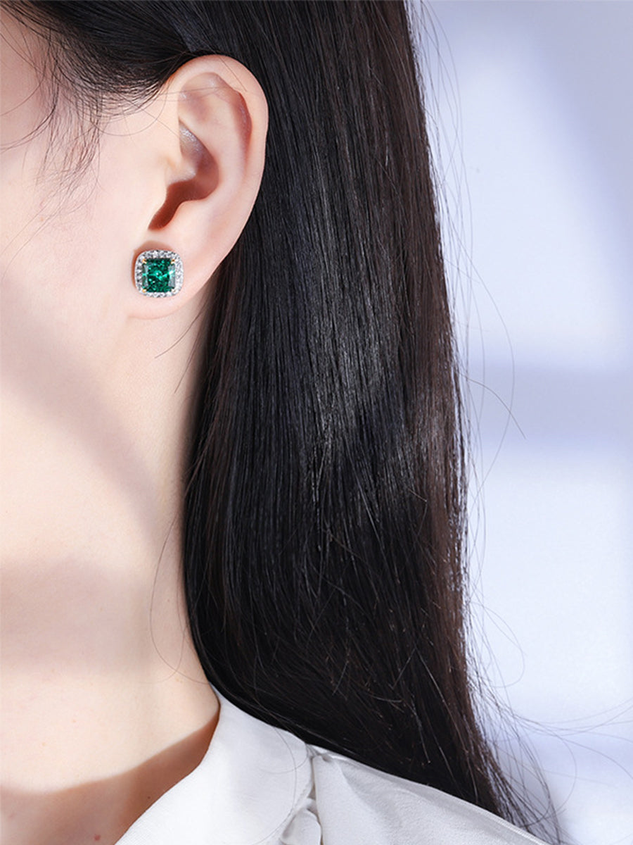 Boucles d'oreilles de luxe en argent 925 Emerald Light