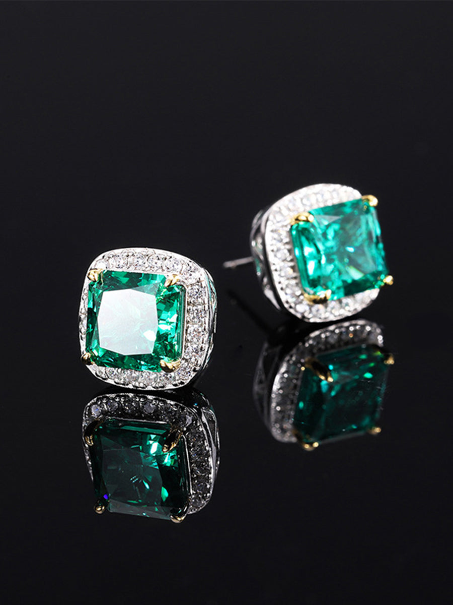 Boucles d'oreilles de luxe en argent 925 Emerald Light